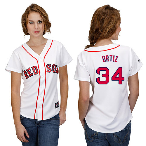 David Ortiz #34 mlb Jersey-Boston Red Sox Women's Authentic Home White Cool Base Baseball Jersey